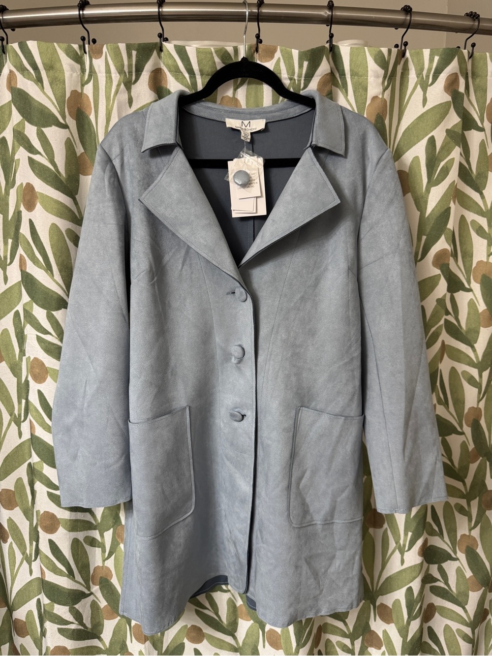 Magaschoni Light Blue Suede Trench Coat